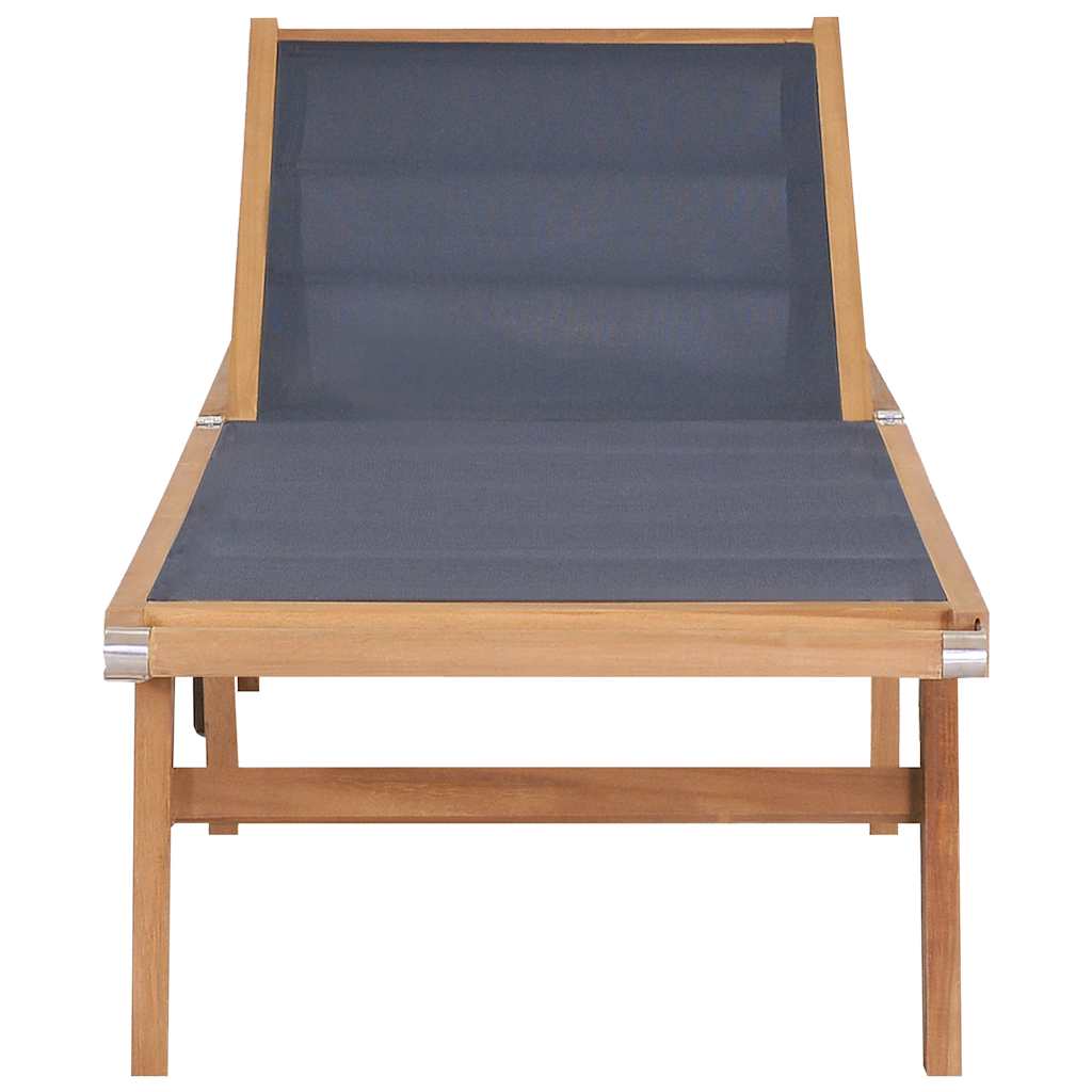Lettino Pieghevole con Ruote in Massello di Teak e Textilene - homemem39