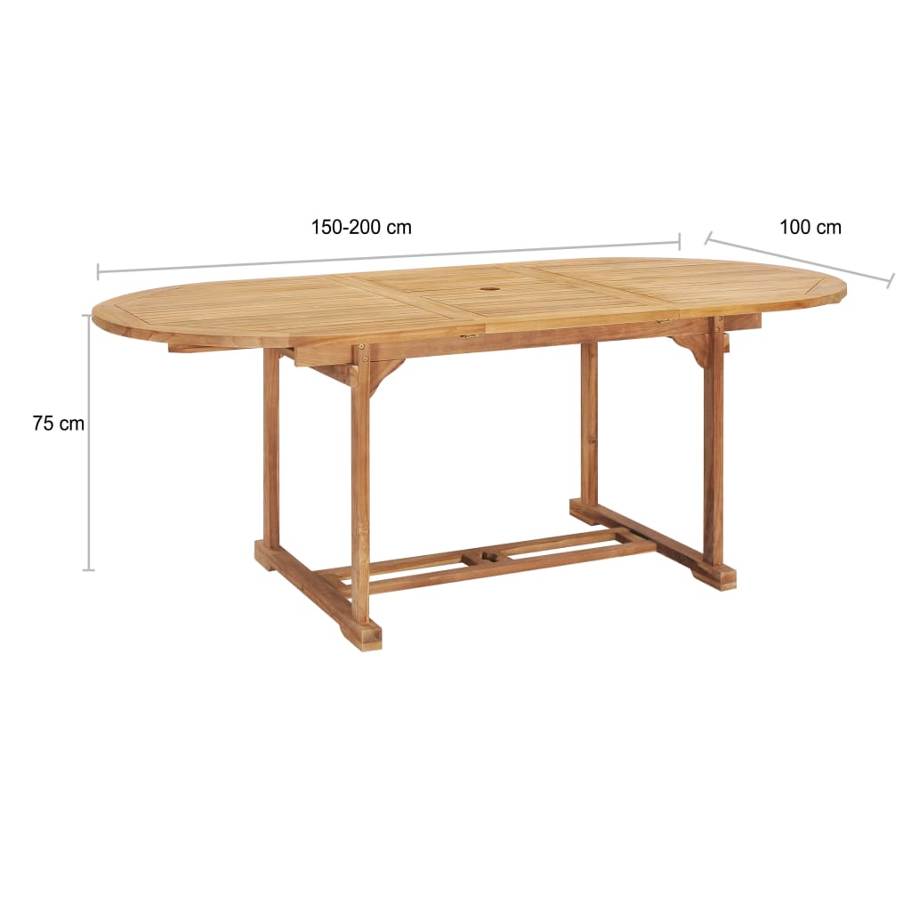 Tavolo da Pranzo Allungabile 150-200x100x75 cm Massello di Teak | homemem39