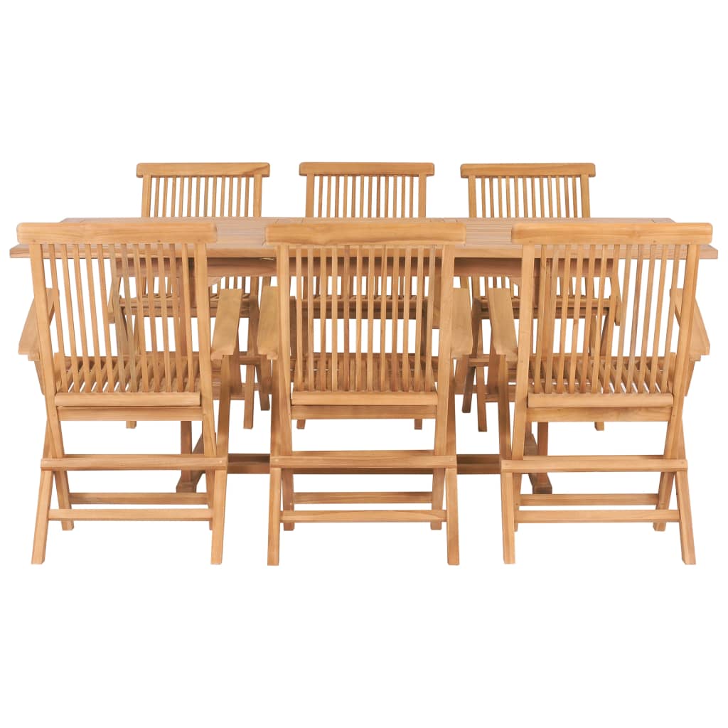 Set da Pranzo per Esterni 7 pz 150-200x100x75 cm Teak Massello - homemem39