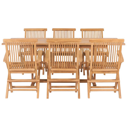 Set da Pranzo per Esterni 7 pz 150-200x100x75 cm Teak Massello - homemem39