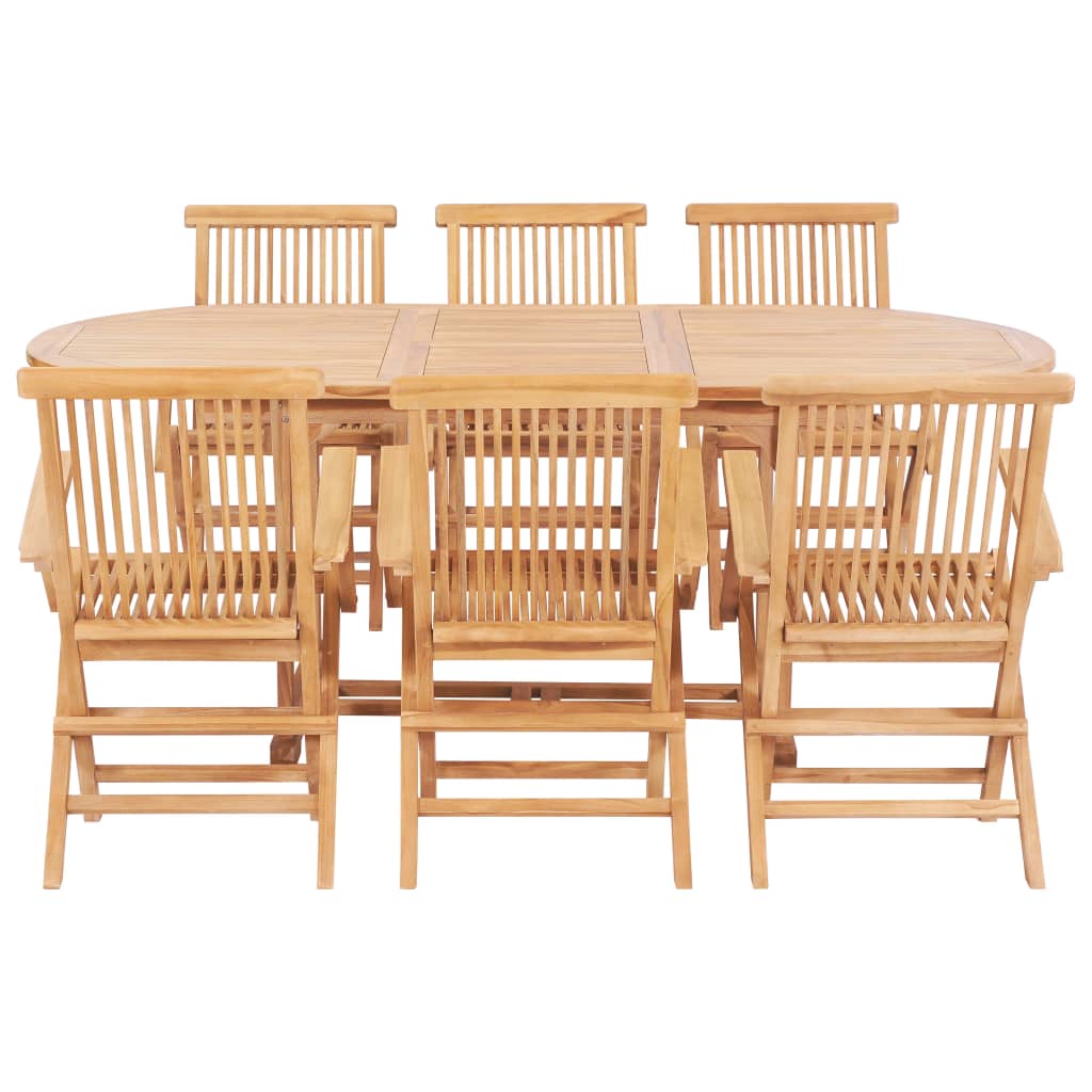 Set da Pranzo per Esterni 7 pz 150-200x100x75 cm Teak Massello - homemem39