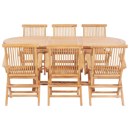 Set da Pranzo per Esterni 7 pz 150-200x100x75 cm Teak Massello - homemem39