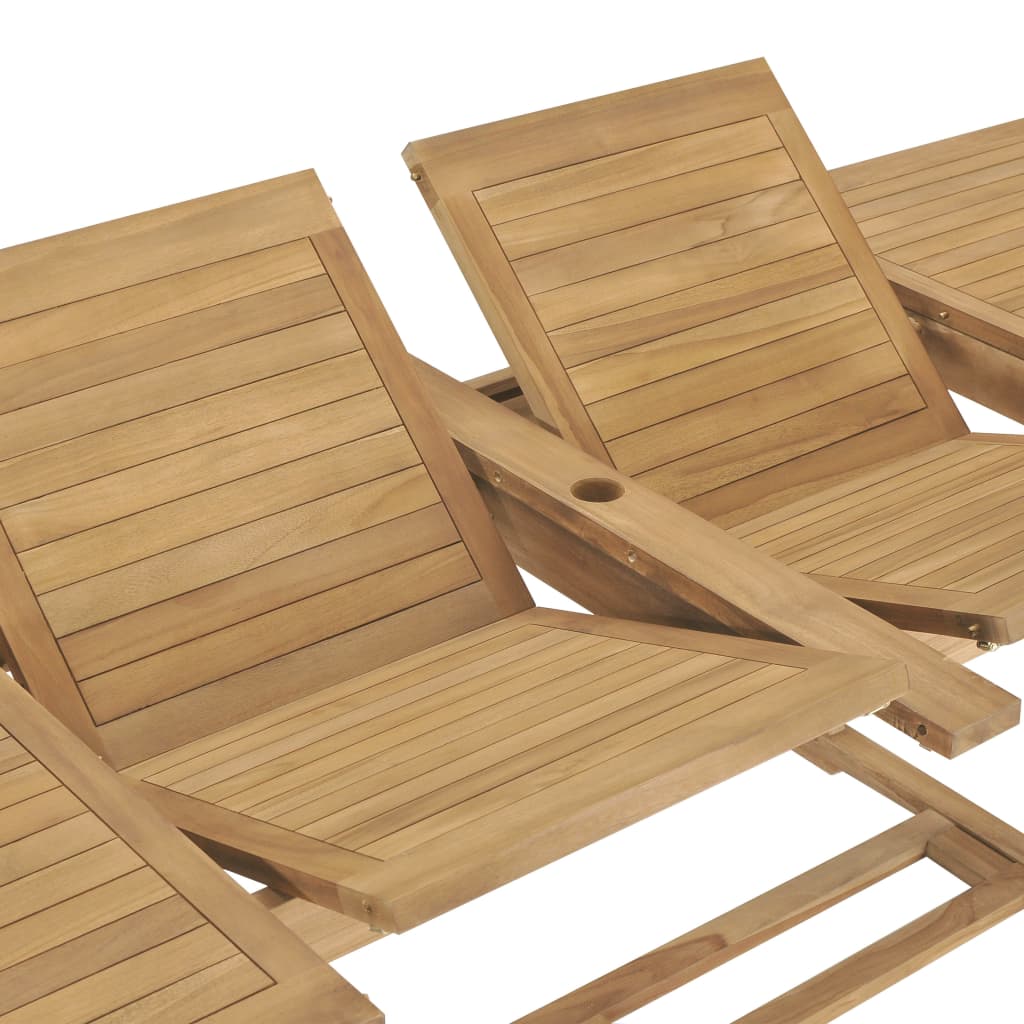 Set da Pranzo per Esterni 9 pz 180-280x100x75 cm Teak Massello - homemem39