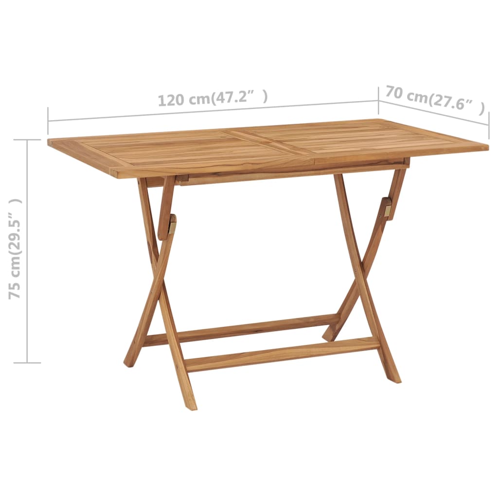 Tavolo Pieghevole da Giardino 120x70x75 cm in Massello di Teak | homemem39