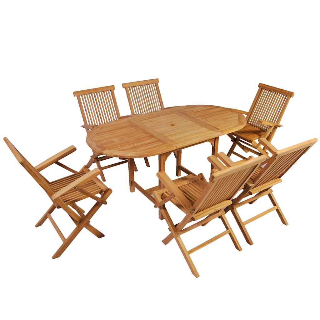 Set da Pranzo da Giardino 7 pz in Legno Massello di Teak - homemem39