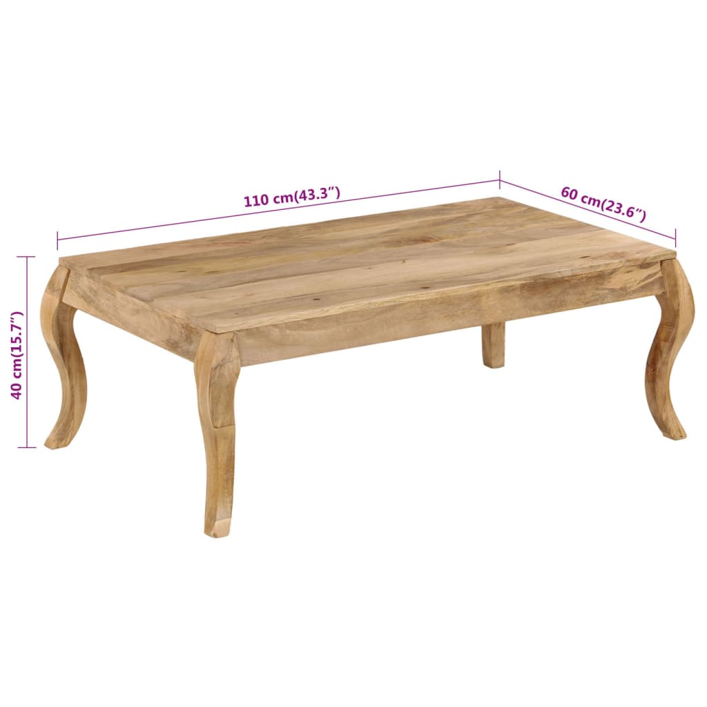 Tavolino da Caffè in Legno Massello di Mango 110x60x40 cm | homemem39