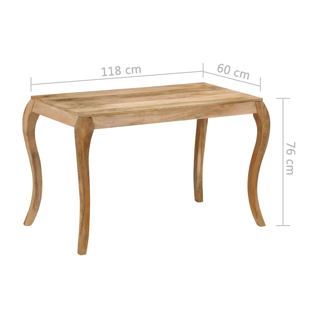 Tavolo da Pranzo in Legno Massello di Mango 118x60x76cm | homemem39