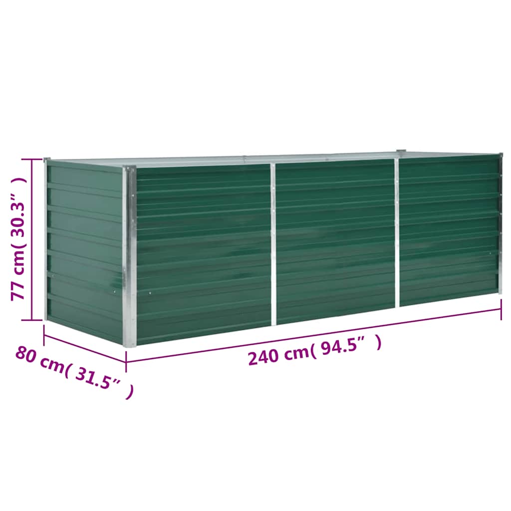 Letto Rialzato Giardino in Acciaio Zincato 240x80x77 cm Verde | homemem39