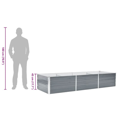 Letto Rialzato Giardino in Acciaio Zincato 240x80x45 cm Grigio