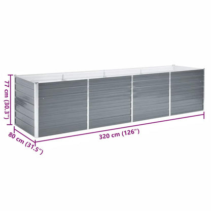 Letto Rialzato Giardino in Acciaio Zincato 320x80x77 cm Grigio | homemem39