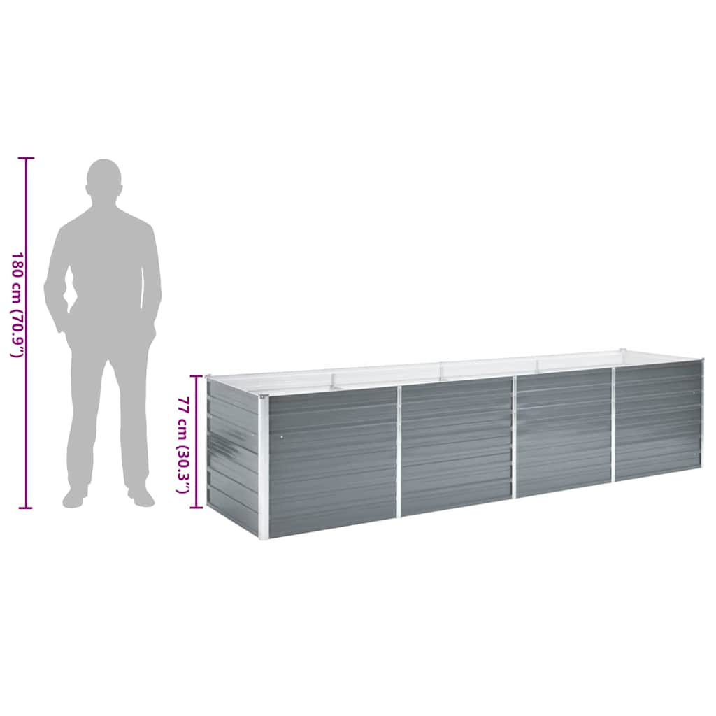 Letto Rialzato Giardino in Acciaio Zincato 320x80x77 cm Grigio | homemem39