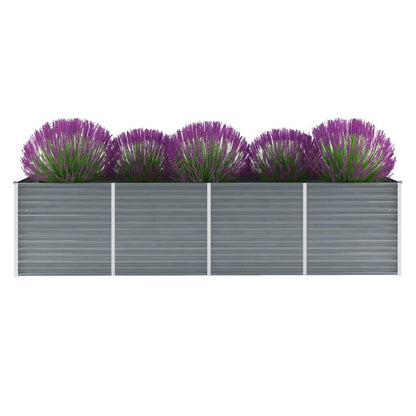 Letto Rialzato Giardino in Acciaio Zincato 320x80x77 cm Grigio | homemem39