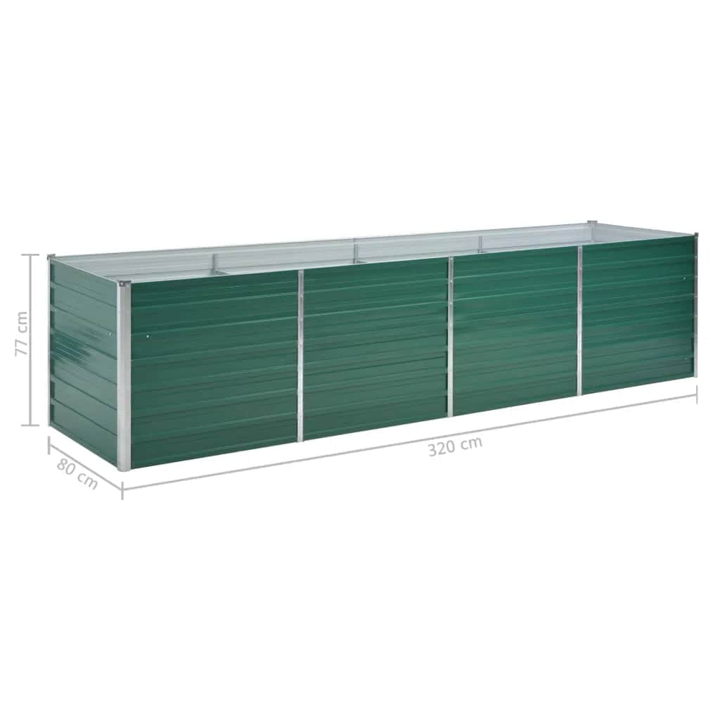 Letto Rialzato Giardino in Acciaio Zincato 320x80x77 cm Verde - homemem39