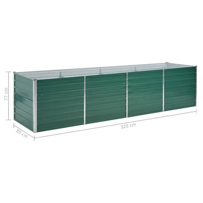 Letto Rialzato Giardino in Acciaio Zincato 320x80x77 cm Verde - homemem39