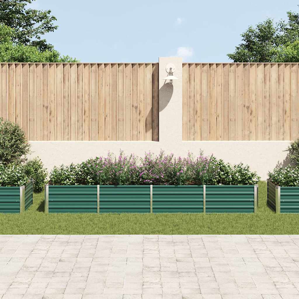 Letto Rialzato Giardino in Acciaio Zincato 320x80x45 cm Verde - homemem39