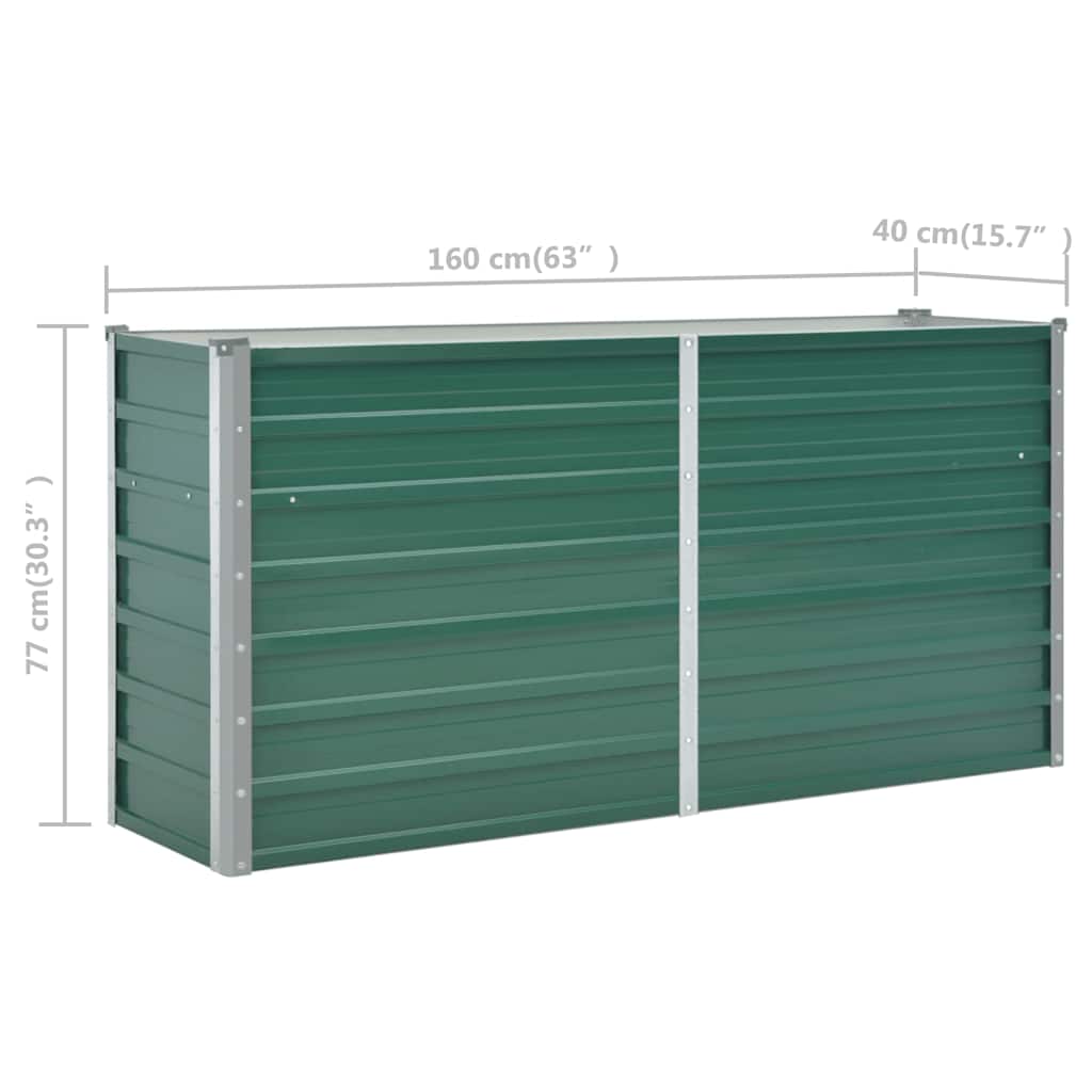 Letto Rialzato Giardino in Acciaio Zincato 160x40x77 cm Verde | homemem39