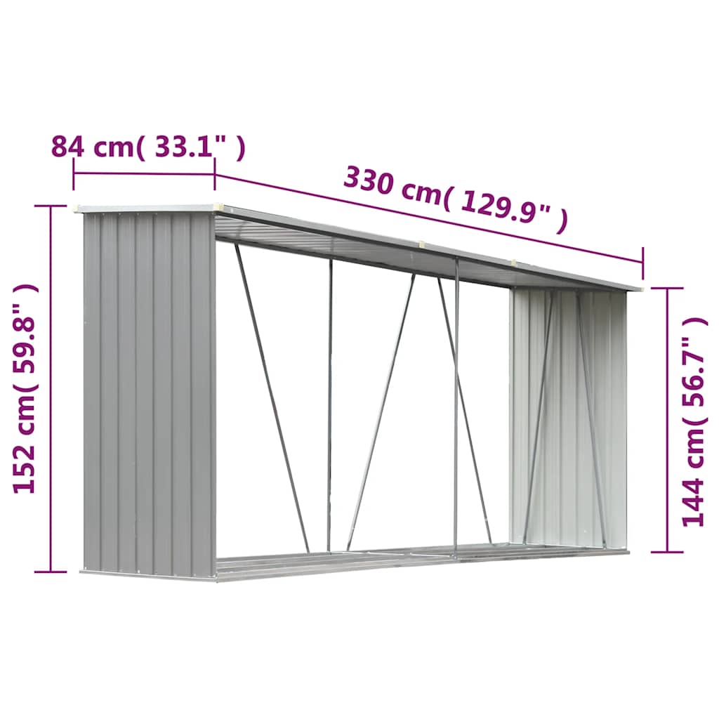Capannone da Giardino in Acciaio Zincato 330x84x152cm Grigio