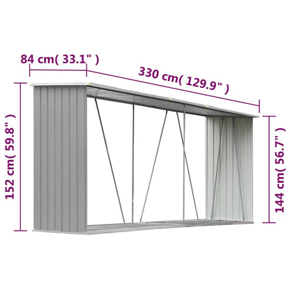Capannone da Giardino in Acciaio Zincato 330x84x152cm Grigio