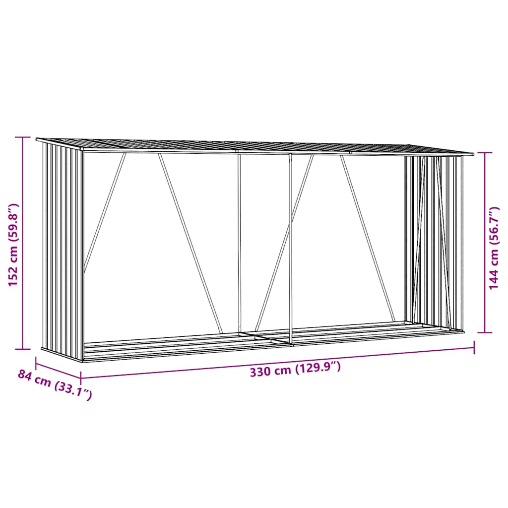 Capannone da Giardino in Acciaio Zincato 330x84x152cm Grigio
