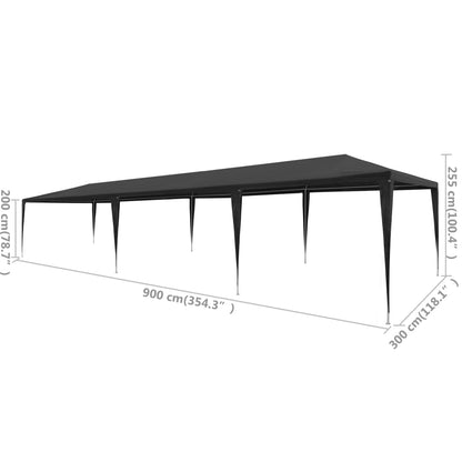 Tenda per Feste 3x9 m in PE Antracite | homemem39