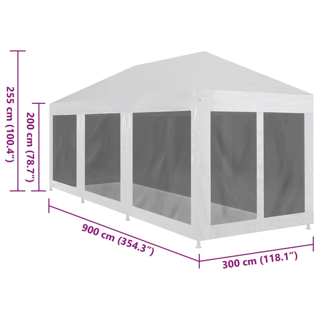 Tenda per Feste con 8 Pareti in Rete 9x3 m - homemem39