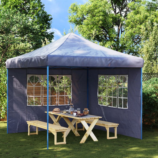 Parete per Tendostruttura 2 pz con Finestra in PE Blu - homemem39