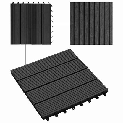 Piastrella per Decking 11 pcs Nero 30 x 30 cm WPC