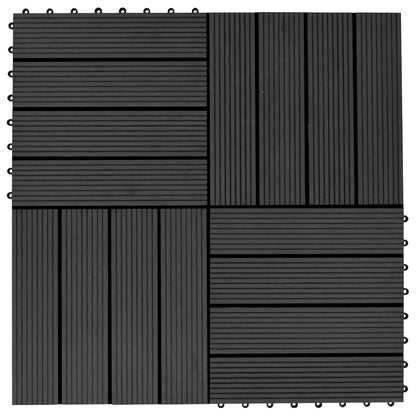 Piastrella per Decking 11 pcs Nero 30 x 30 cm WPC