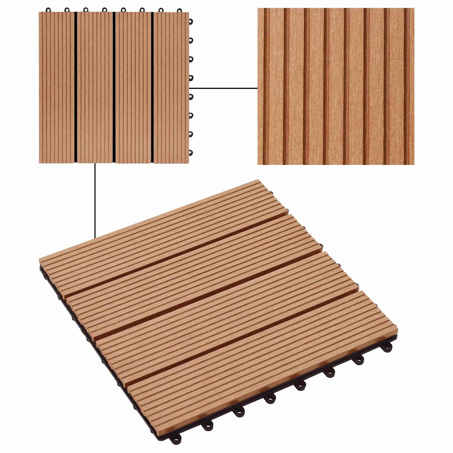 Piastrella per Decking 11 pcs Teak riciclato 30 x 30 cm WPC