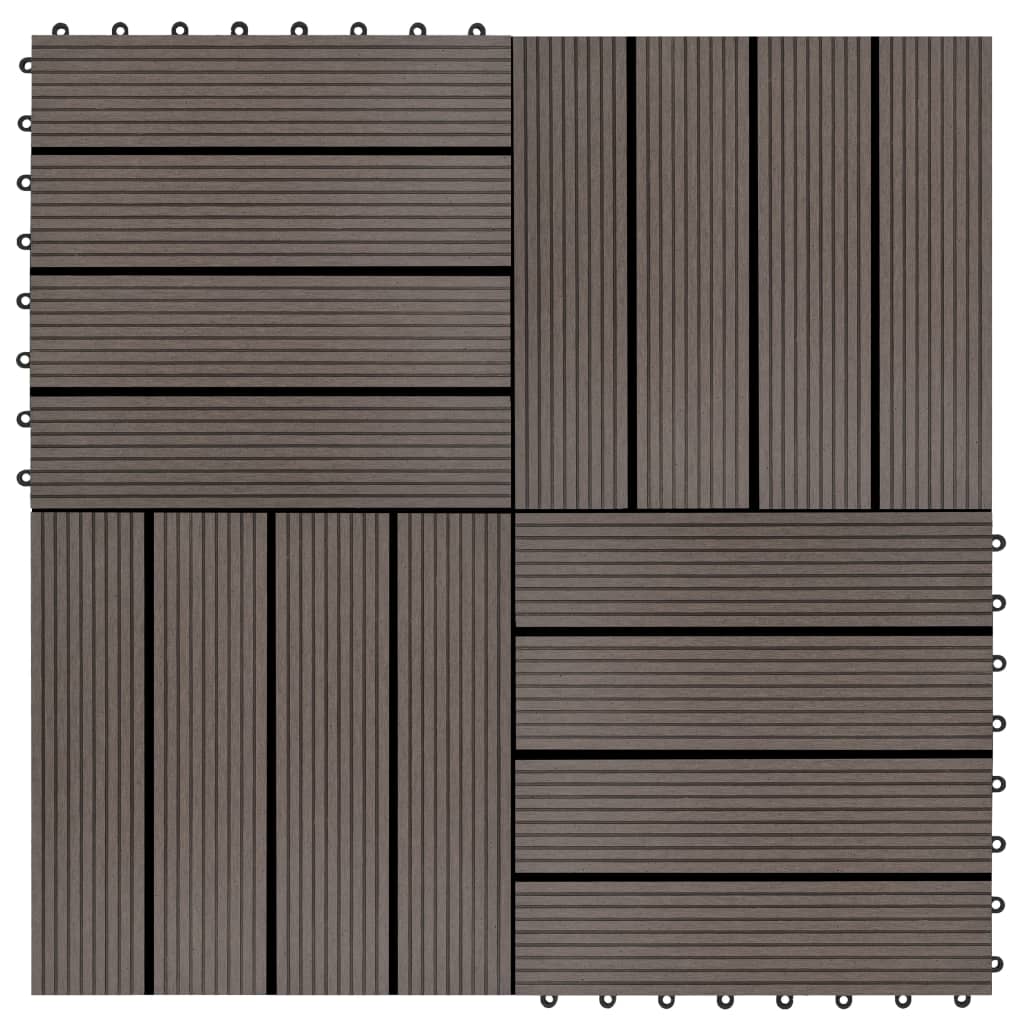 Piastrelle per Decking in WPC 11 pz 30x30cm 1mq Marrone Scuro