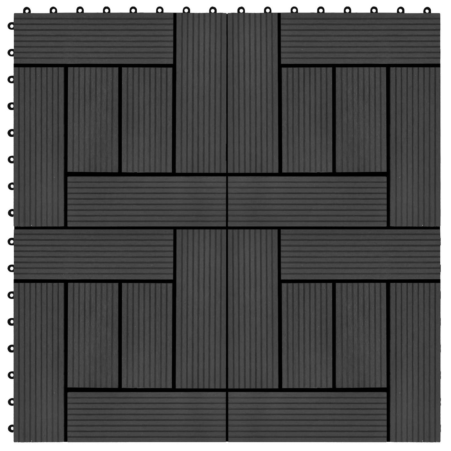 Piastrella per Decking 11 pcs Nero 30 x 30 cm WPC