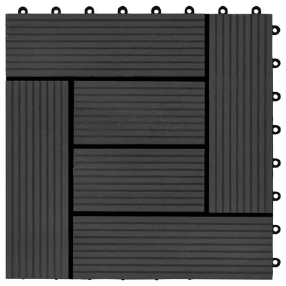 Piastrella per Decking 11 pcs Nero 30 x 30 cm WPC