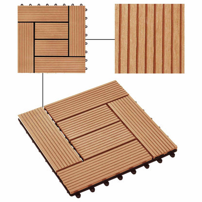 Piastrella per Decking 11 pcs Teak riciclato 30 x 30 cm WPC | homemem39