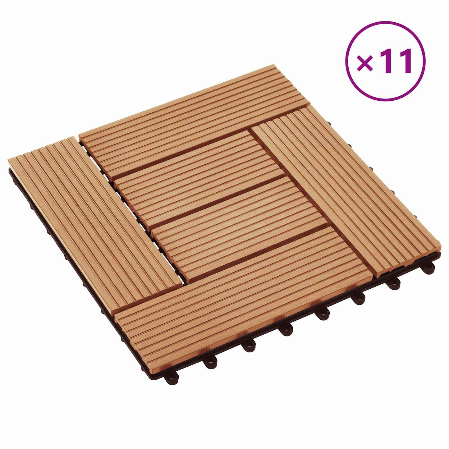 Piastrella per Decking 11 pcs Teak riciclato 30 x 30 cm WPC | homemem39