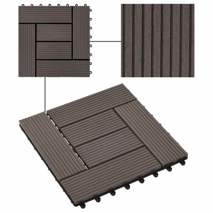 Piastrella per Decking 11 pcs Marrone Scuro 30 x 30 cm WPC | homemem39
