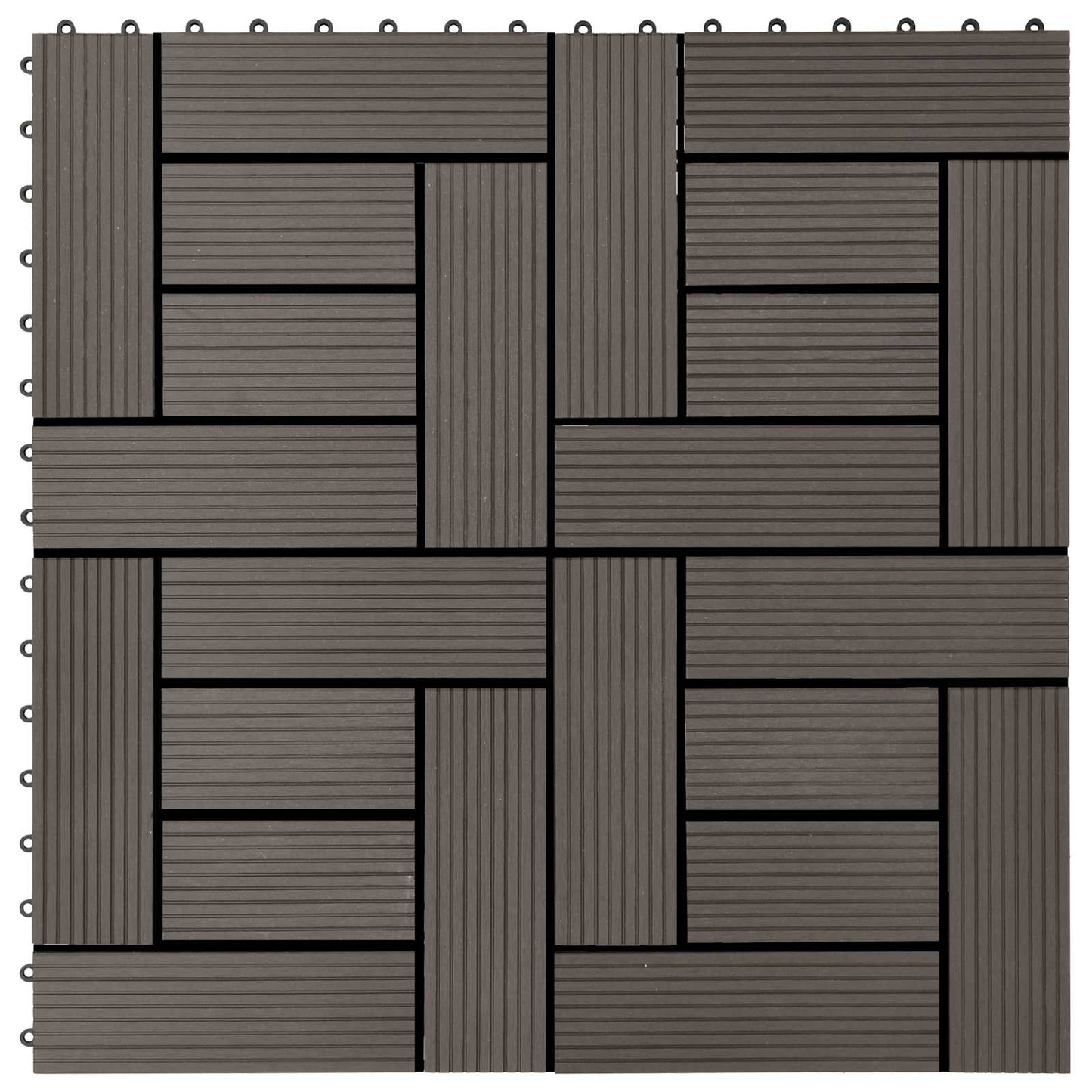 Piastrella per Decking 11 pcs Marrone Scuro 30 x 30 cm WPC | homemem39