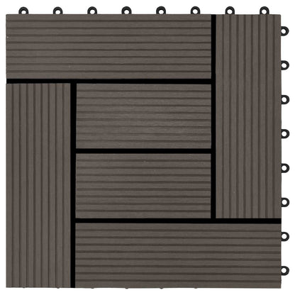 Piastrella per Decking 11 pcs Marrone Scuro 30 x 30 cm WPC | homemem39