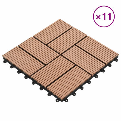 Piastrella per Decking 11 pcs Marrone 30 x 30 cm WPC | homemem39