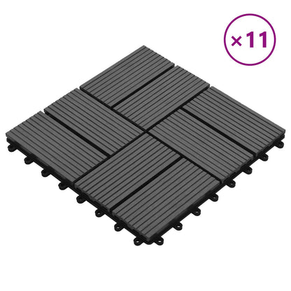 Piastrella per Decking 11 pcs Grigio 30 x 30 cm WPC | homemem39