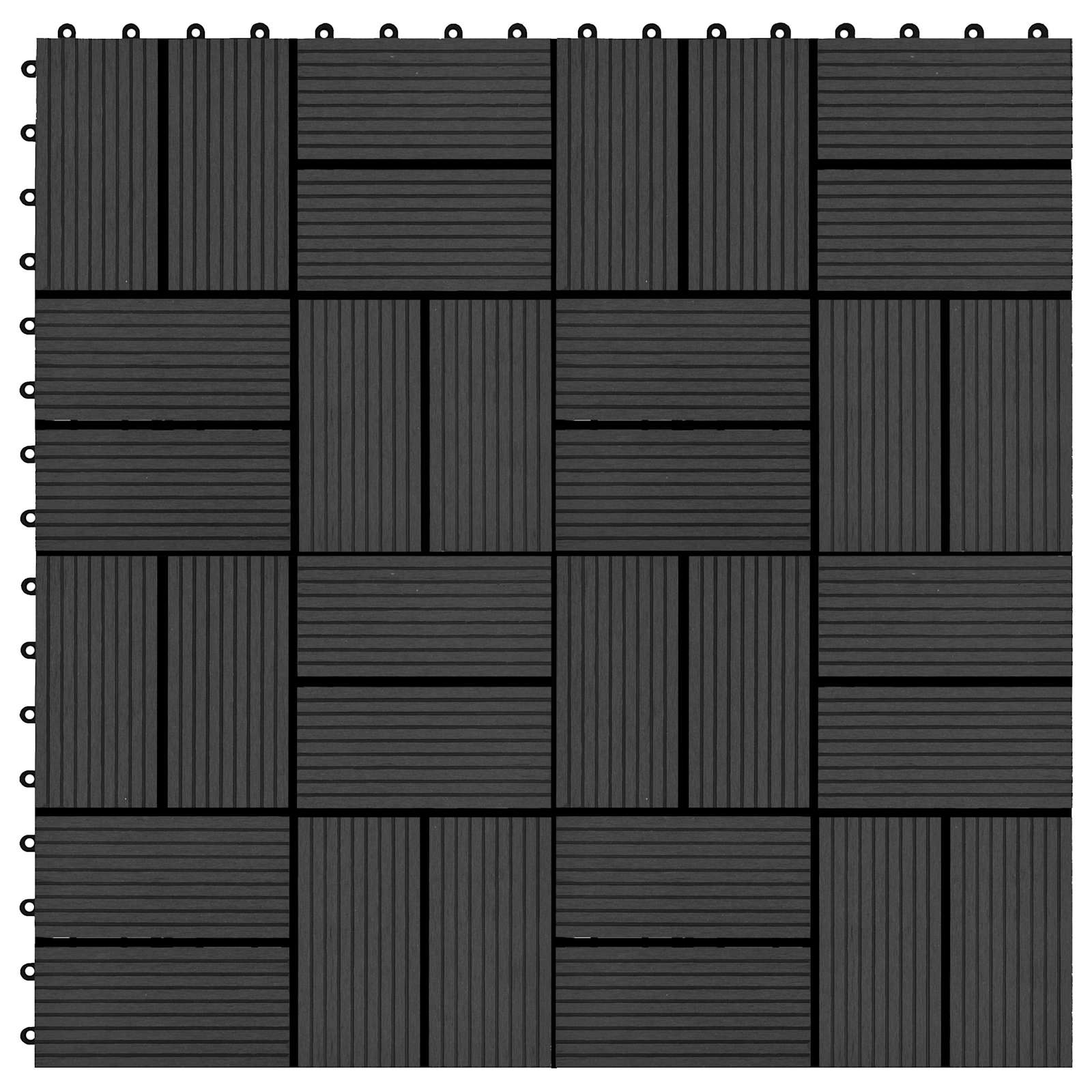 Piastrella per Decking 11 pcs Nero 30 x 30 cm WPC | homemem39