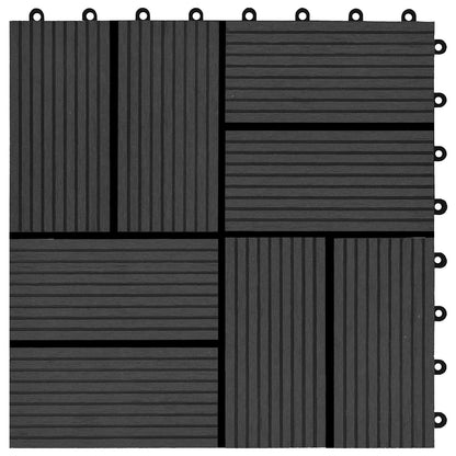 Piastrella per Decking 11 pcs Nero 30 x 30 cm WPC | homemem39
