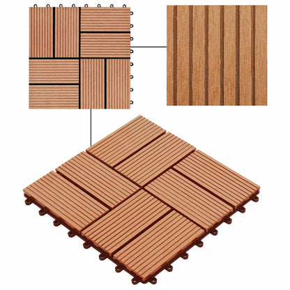 Piastrella per Decking 11 pcs Teak riciclato 30 x 30 cm WPC | homemem39