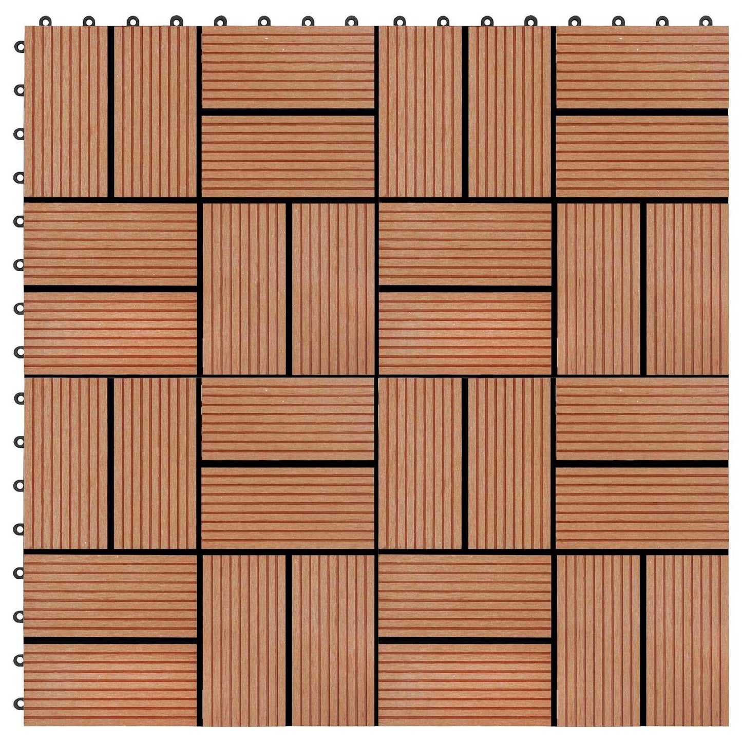 Piastrella per Decking 11 pcs Teak riciclato 30 x 30 cm WPC | homemem39