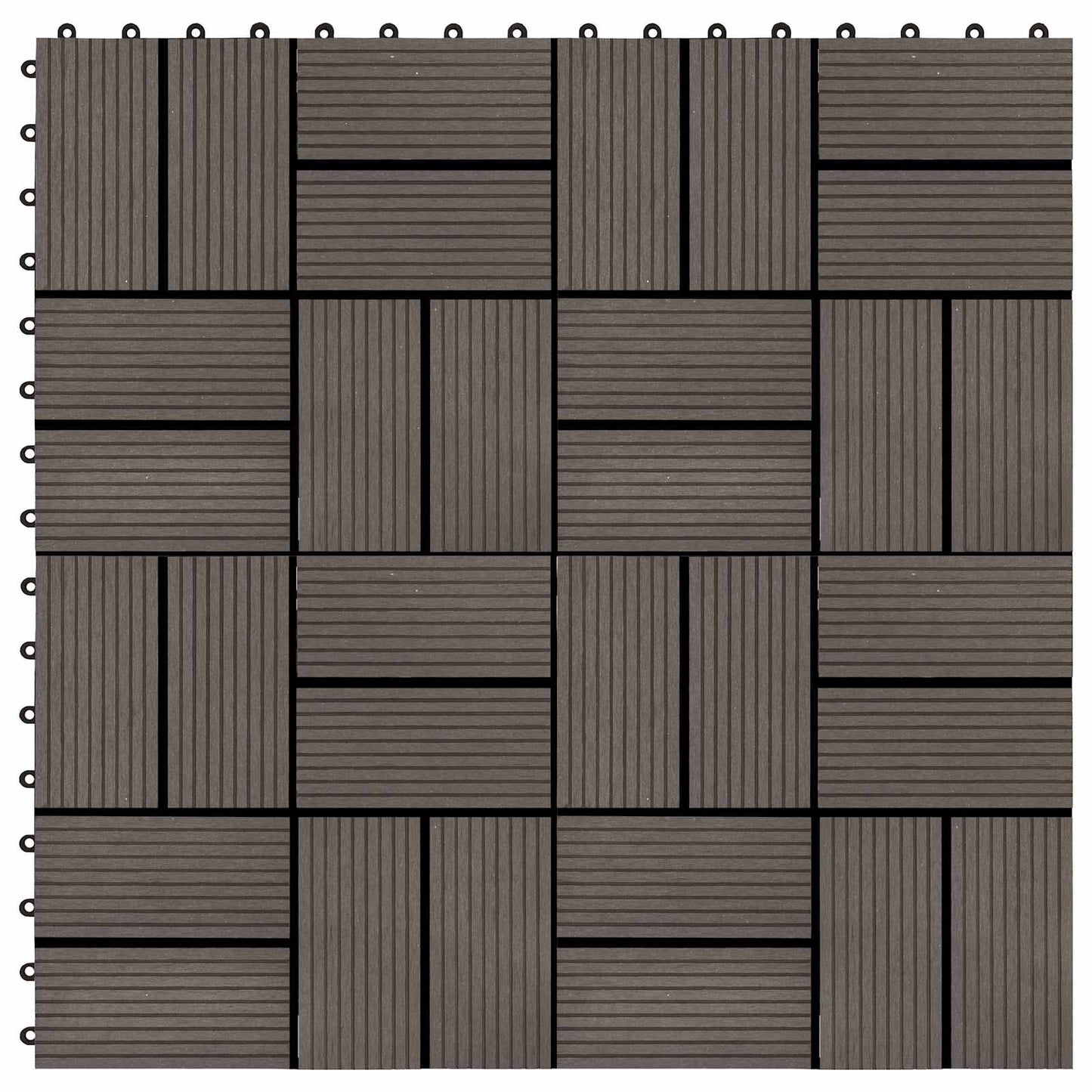 Piastrella per Decking 11 pcs Marrone Scuro 30 x 30 cm WPC | homemem39