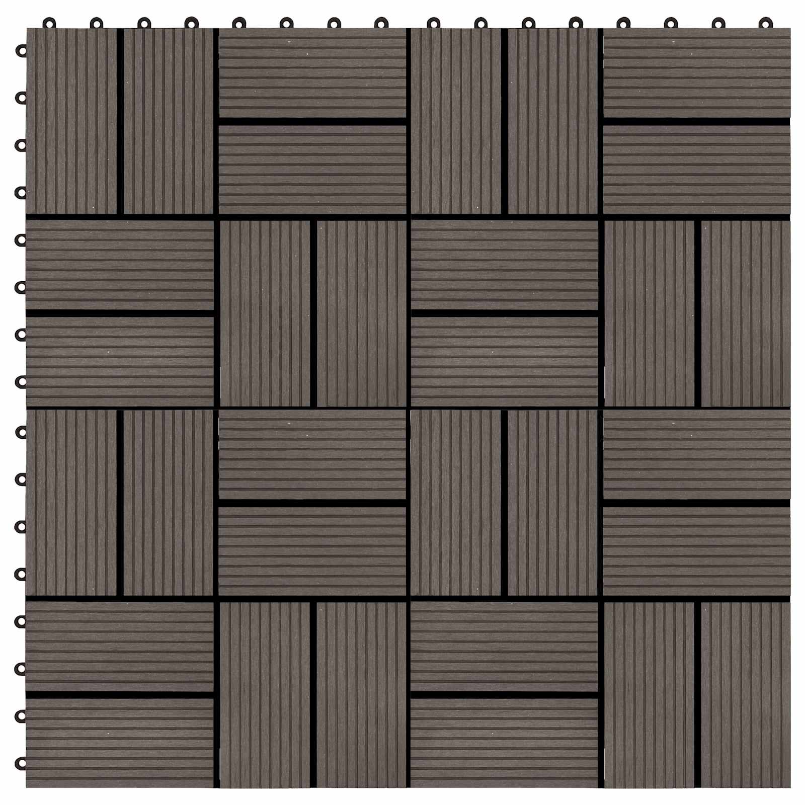 Piastrella per Decking 11 pcs Marrone Scuro 30 x 30 cm WPC | homemem39