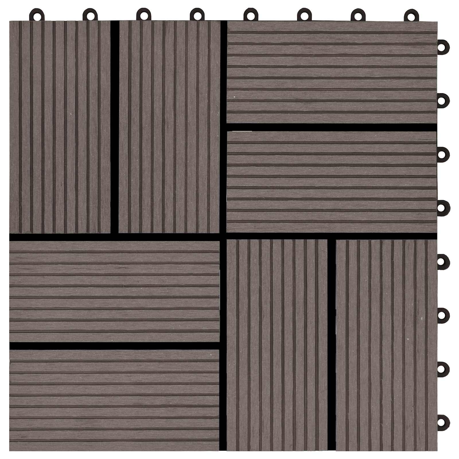 Piastrella per Decking 11 pcs Marrone Scuro 30 x 30 cm WPC | homemem39
