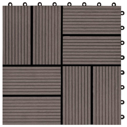 Piastrella per Decking 11 pcs Marrone Scuro 30 x 30 cm WPC | homemem39