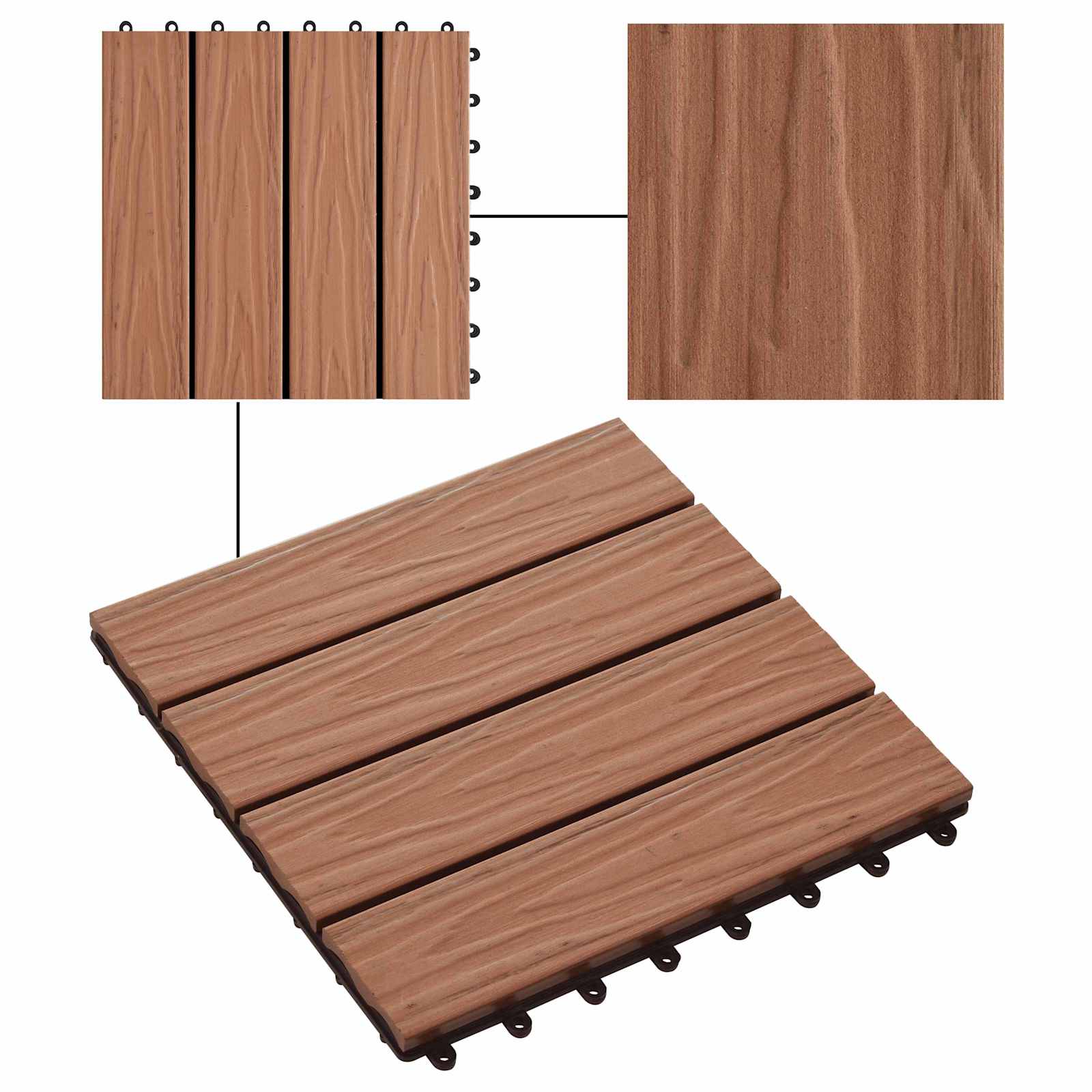Piastrella per Decking 11 pcs Marrone Chiaro 30 x 30 cm WPC | homemem39