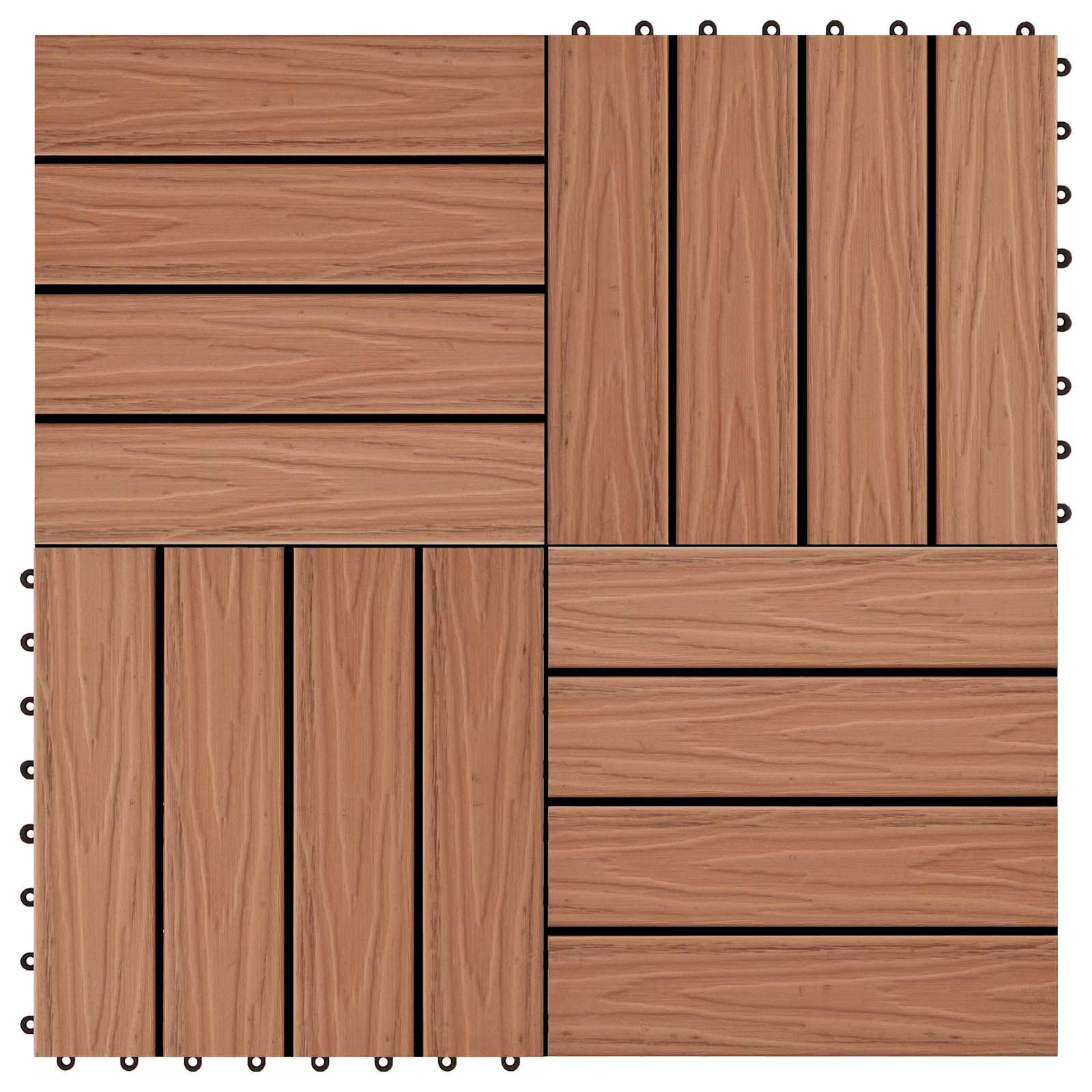 Piastrella per Decking 11 pcs Marrone Chiaro 30 x 30 cm WPC | homemem39