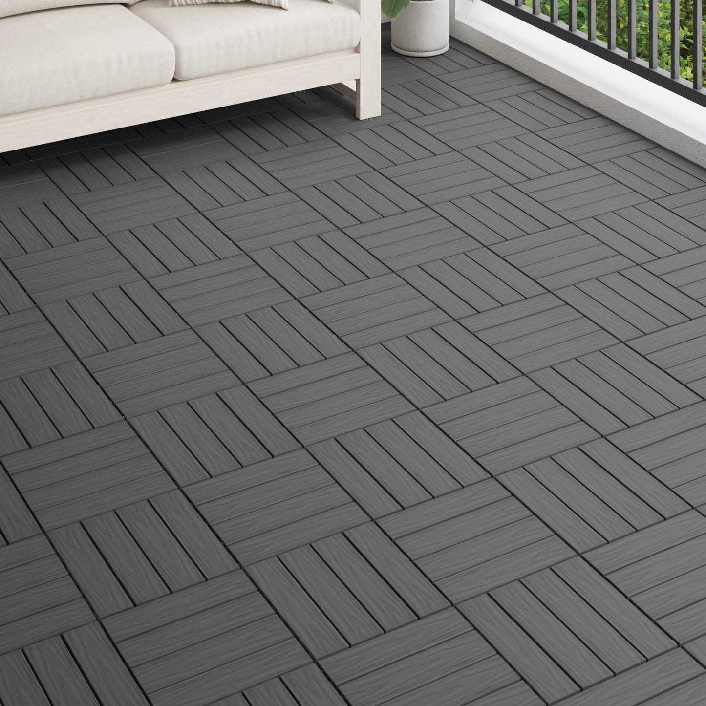 Piastrella per Decking Design 3D 11 pcs Nero 30 x 30 cm WPC